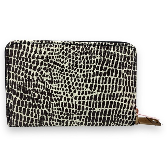 Trina Turk Monochrome Croc Embossed Small Zip Around Vegan Leather Wallet - Picture 6 of 11